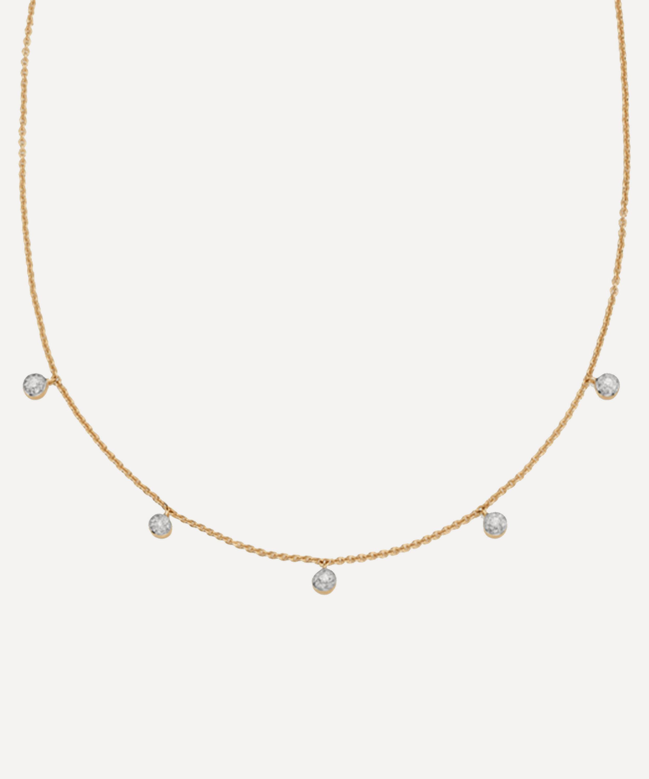 Monica Vinader - Gold Plated Vermeil Silver Fiji Tiny Diamond Button Necklace image number 0