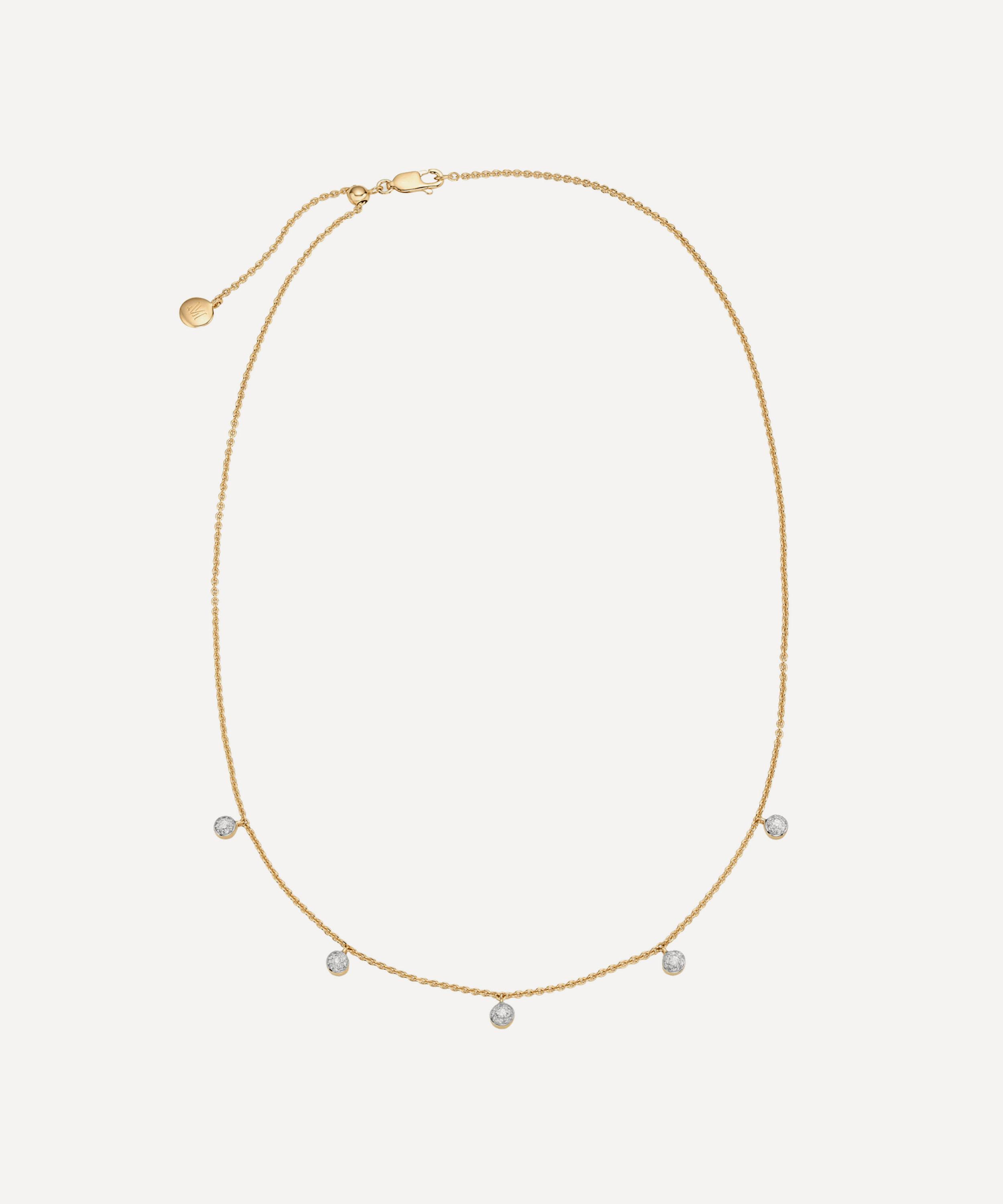 Monica Vinader - Gold Plated Vermeil Silver Fiji Tiny Diamond Button Necklace image number 1