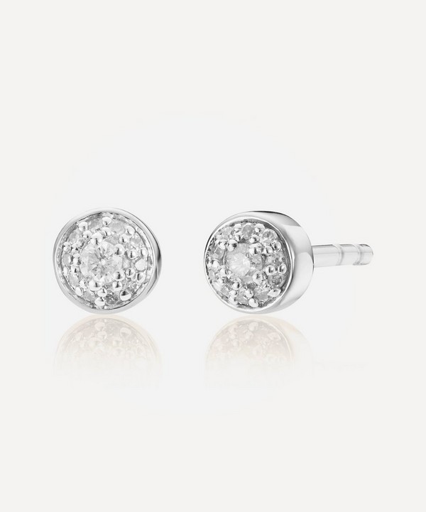 Monica Vinader - Silver Fiji Tiny Diamond Button Stud Earrings image number null