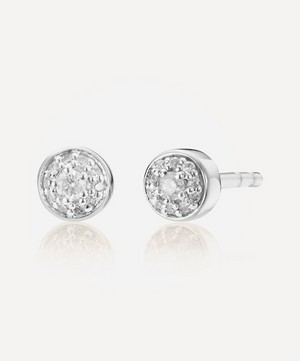 Monica Vinader - Silver Fiji Tiny Diamond Button Stud Earrings image number 0