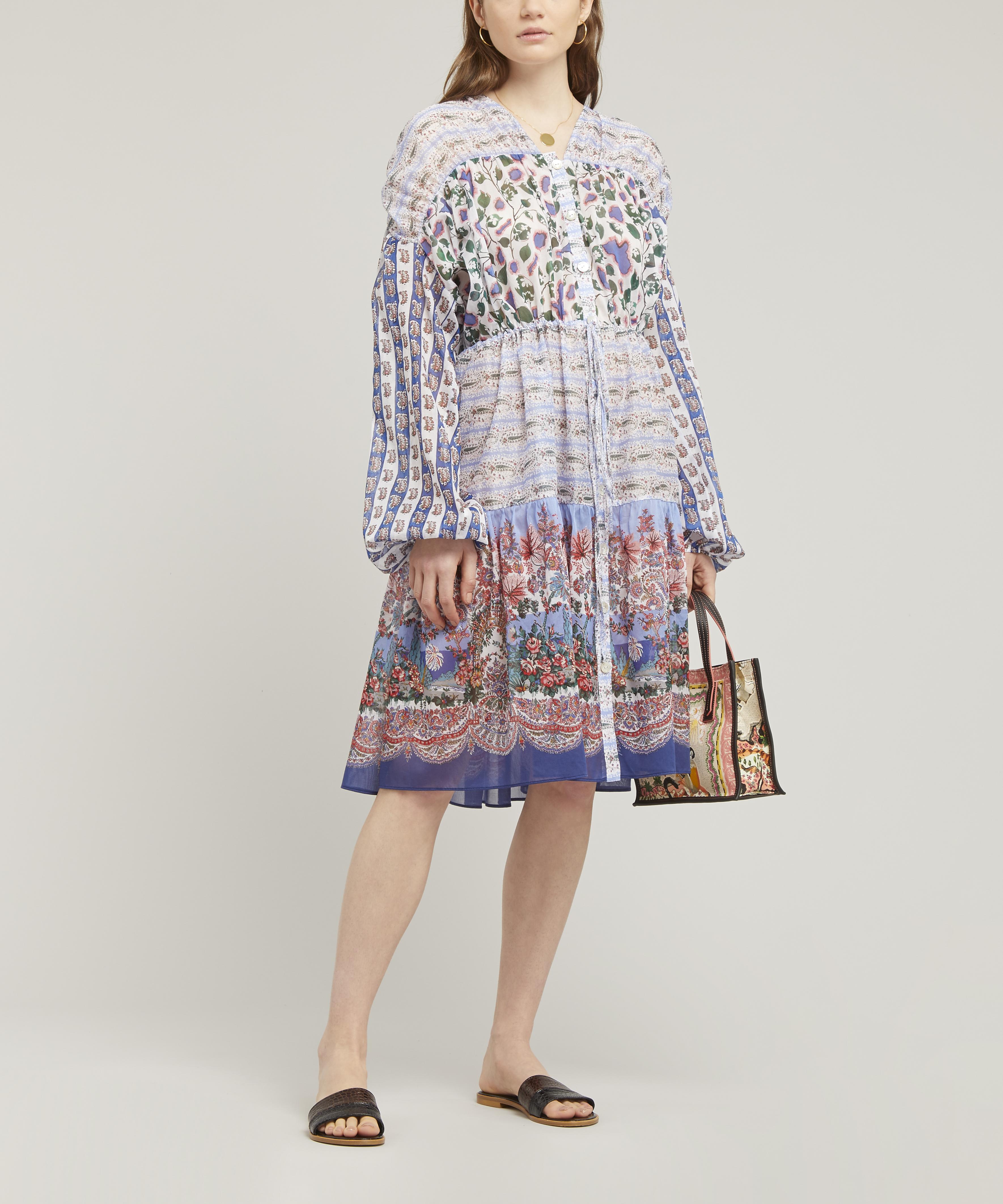 Liberty - Mixed Print Cotton Chiffon Tiered Midi Dress image number 1