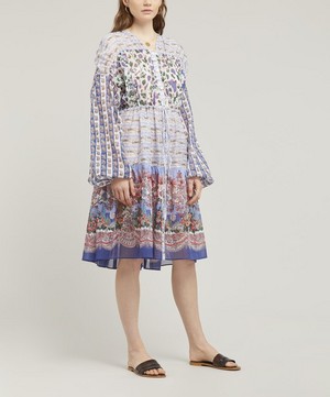 Liberty - Mixed Print Cotton Chiffon Tiered Midi Dress image number 2