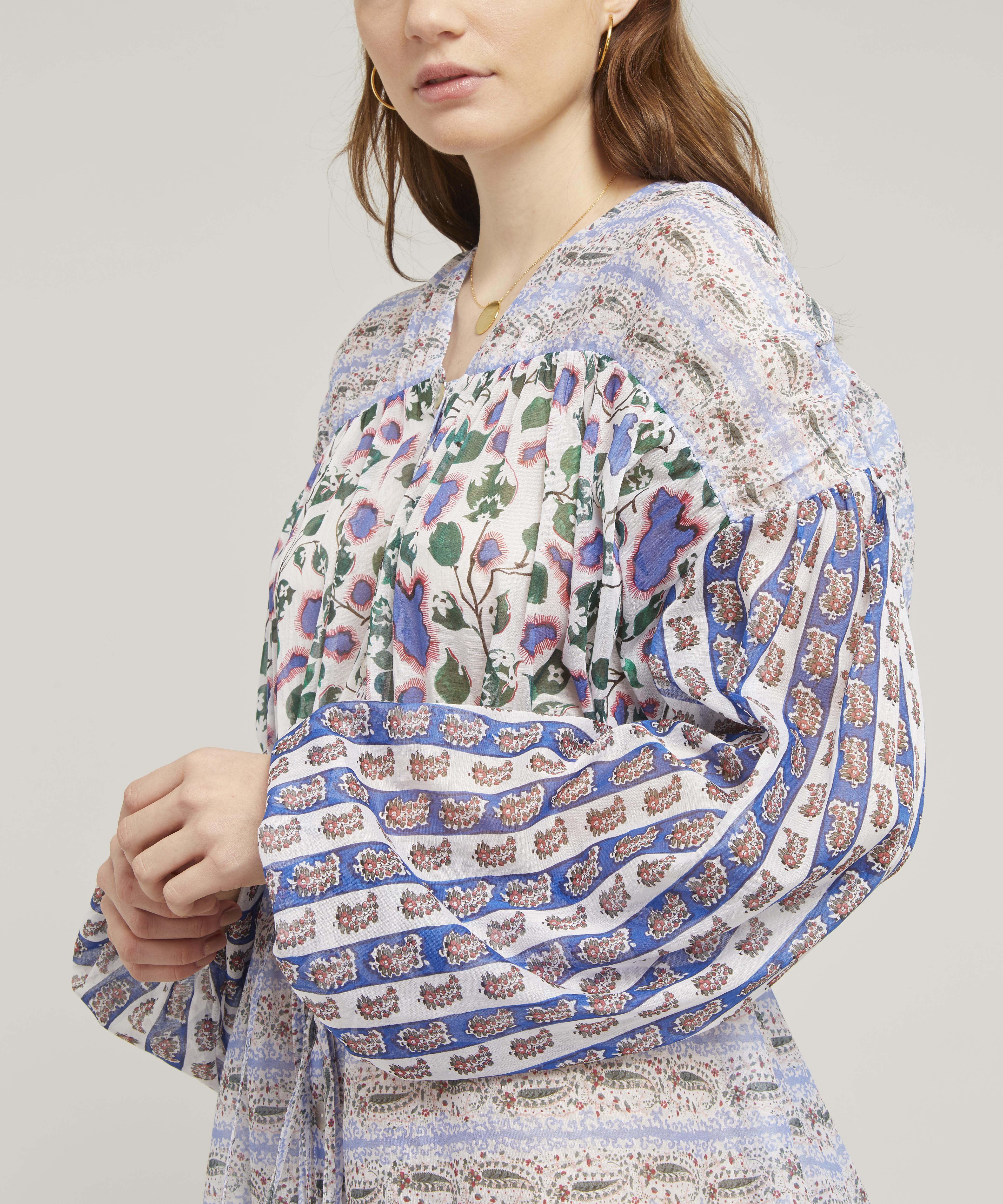 Liberty - Mixed Print Cotton Chiffon Tiered Midi Dress image number 4