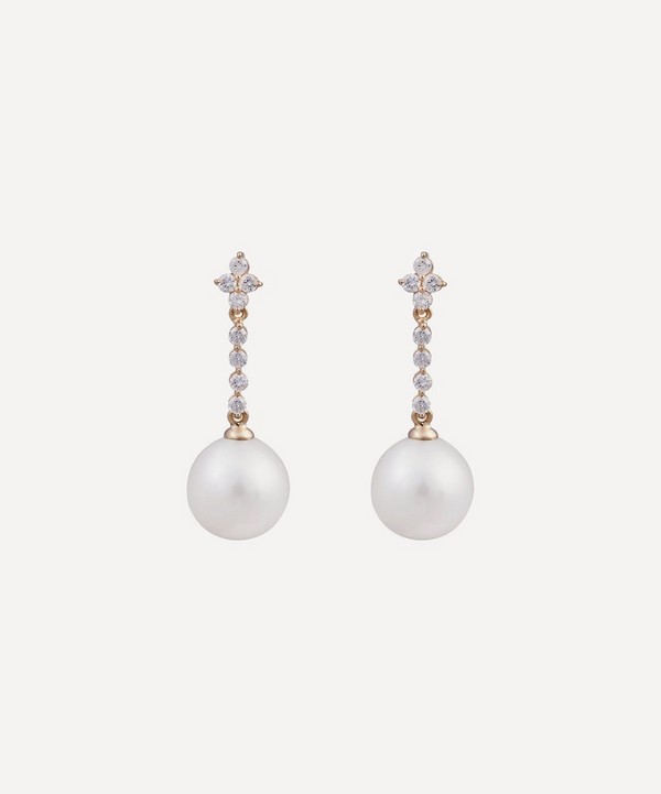 Kojis - Diamond and Pearl Drop Earrings image number null