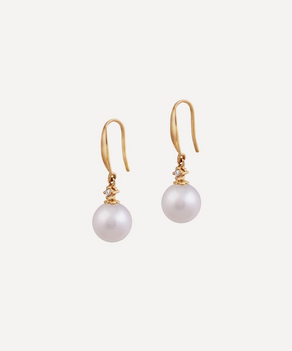 Kojis - Pearl and Diamond Drop Earrings image number null