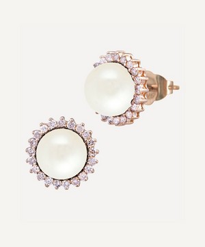 Kojis - Pearl and Diamond Cluster Stud Earrings image number 1