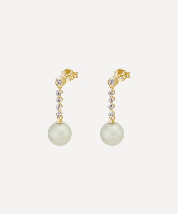 Kojis - Diamond and Pearl Drop Earrings image number null