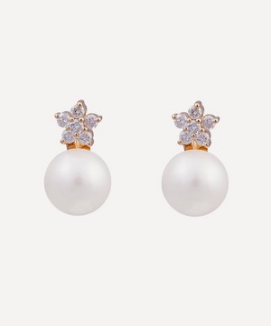 Kojis - Large Diamond Star and Pearl Drop Earrings image number 0