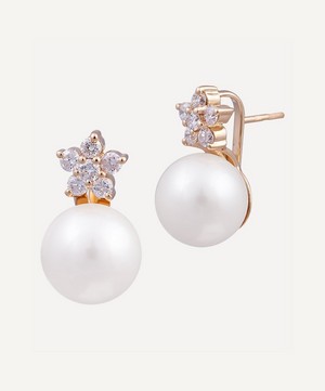 Kojis - Large Diamond Star and Pearl Drop Earrings image number 1
