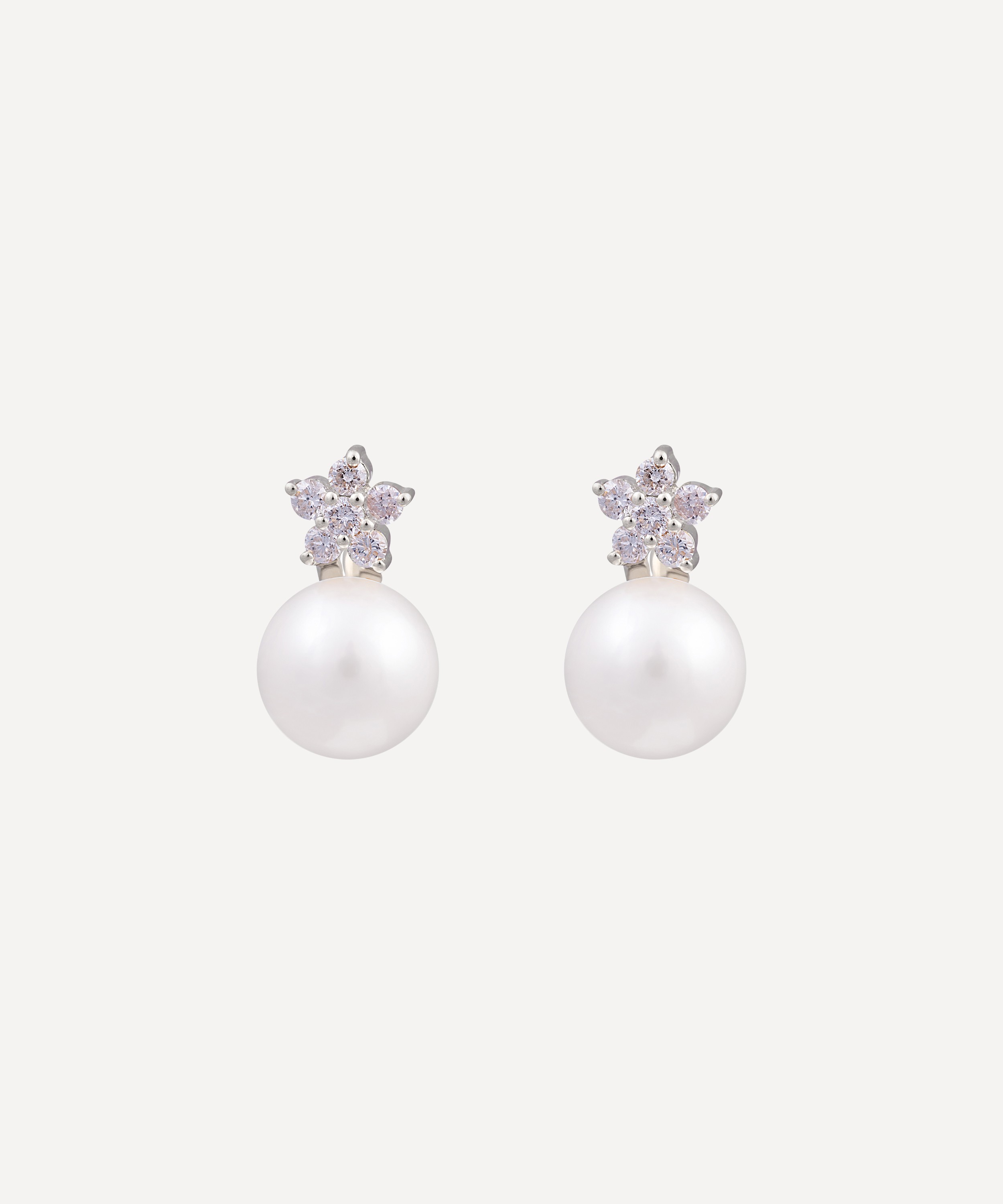 Kojis - Large Diamond Star and Pearl Drop Earrings image number 0