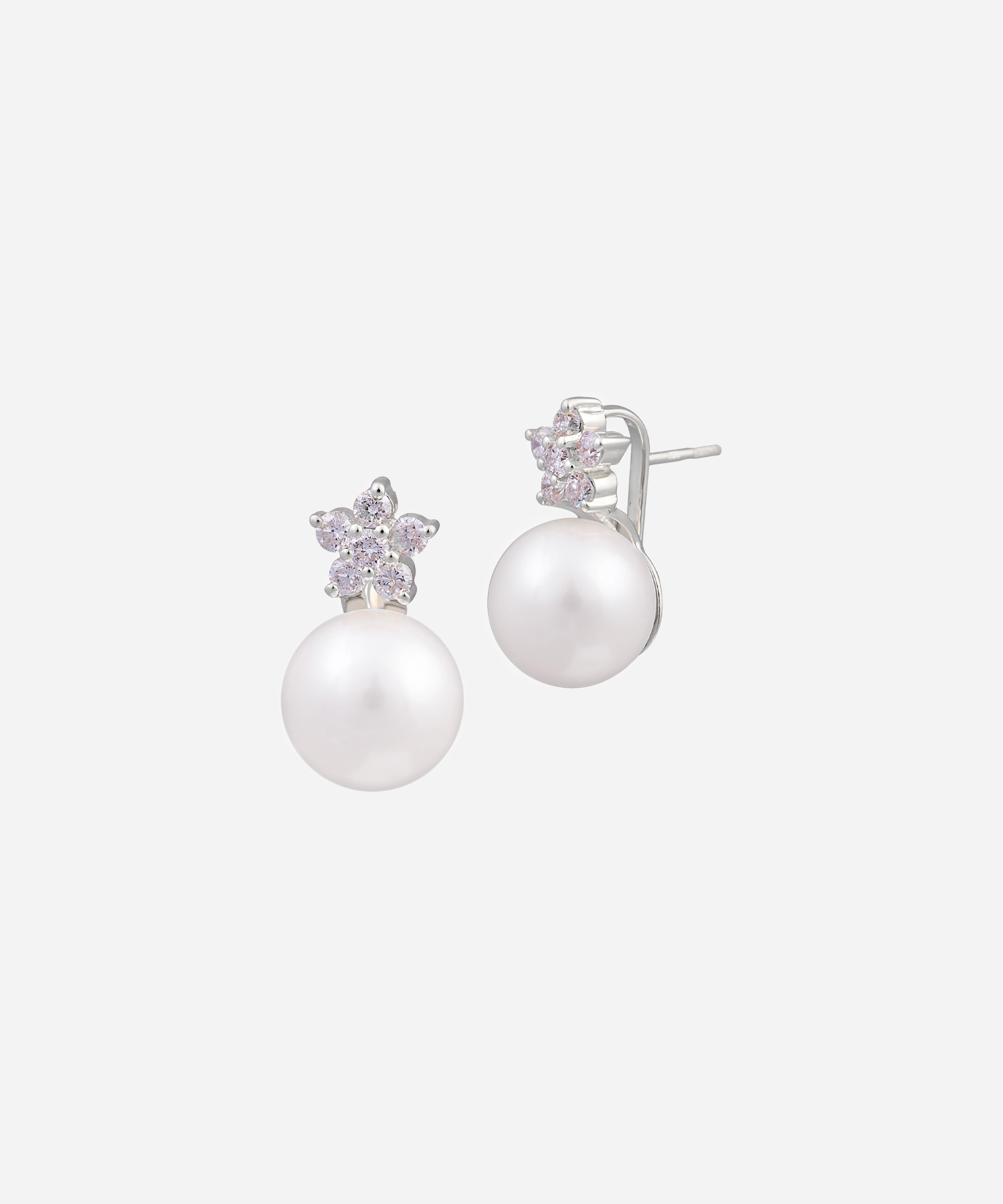 Kojis - Large Diamond Star and Pearl Drop Earrings image number 1