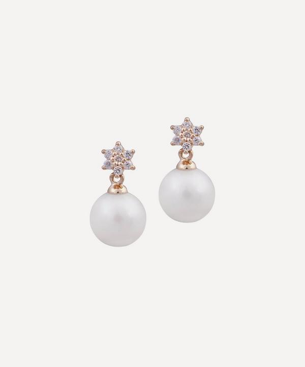 Kojis - Diamond Star and Pearl Drop Earrings image number null