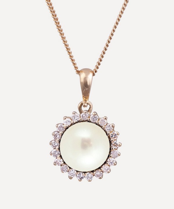 Kojis - Pearl and Diamond Cluster Pendant Necklace image number null