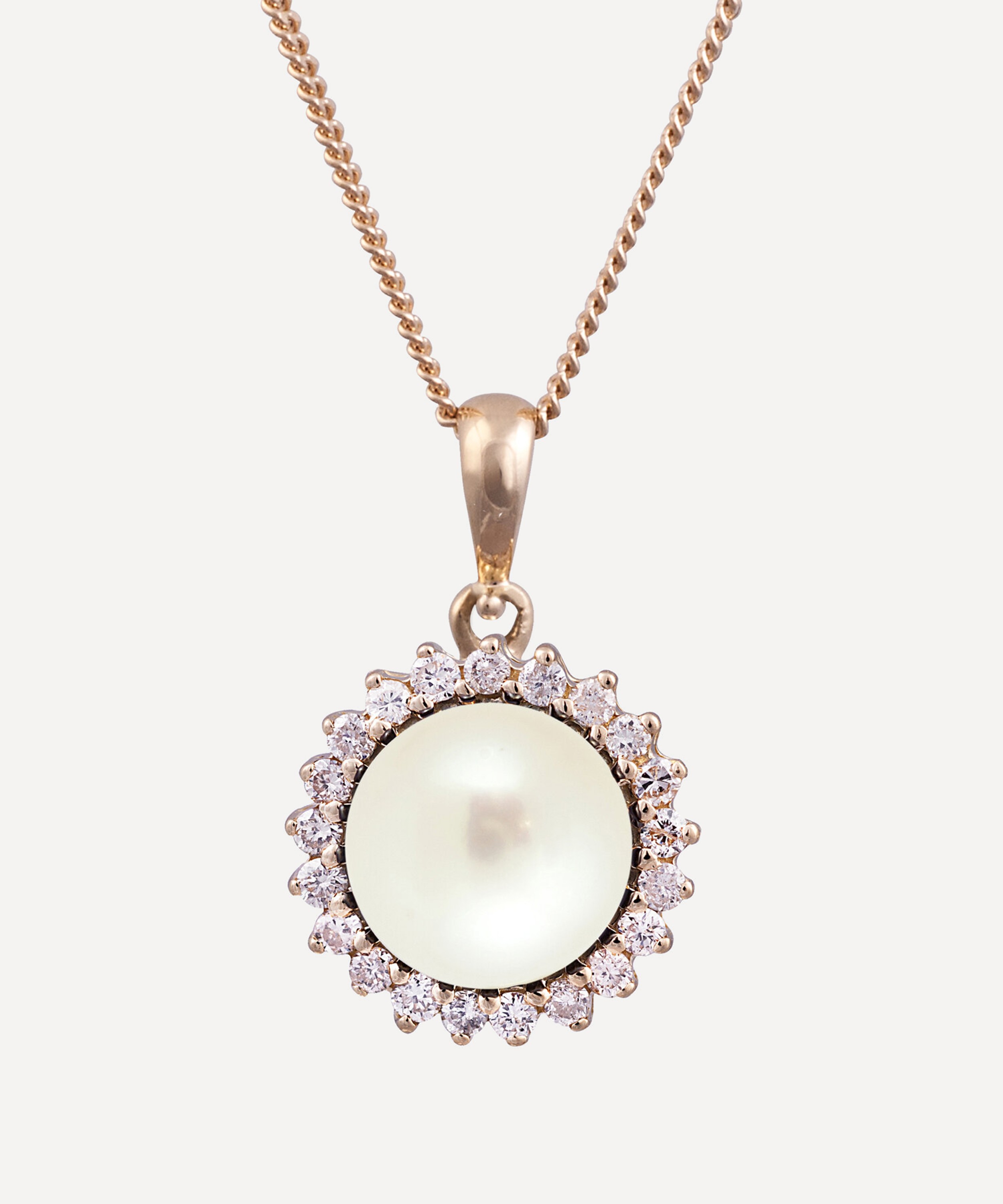 Kojis - Pearl and Diamond Cluster Pendant Necklace image number 0