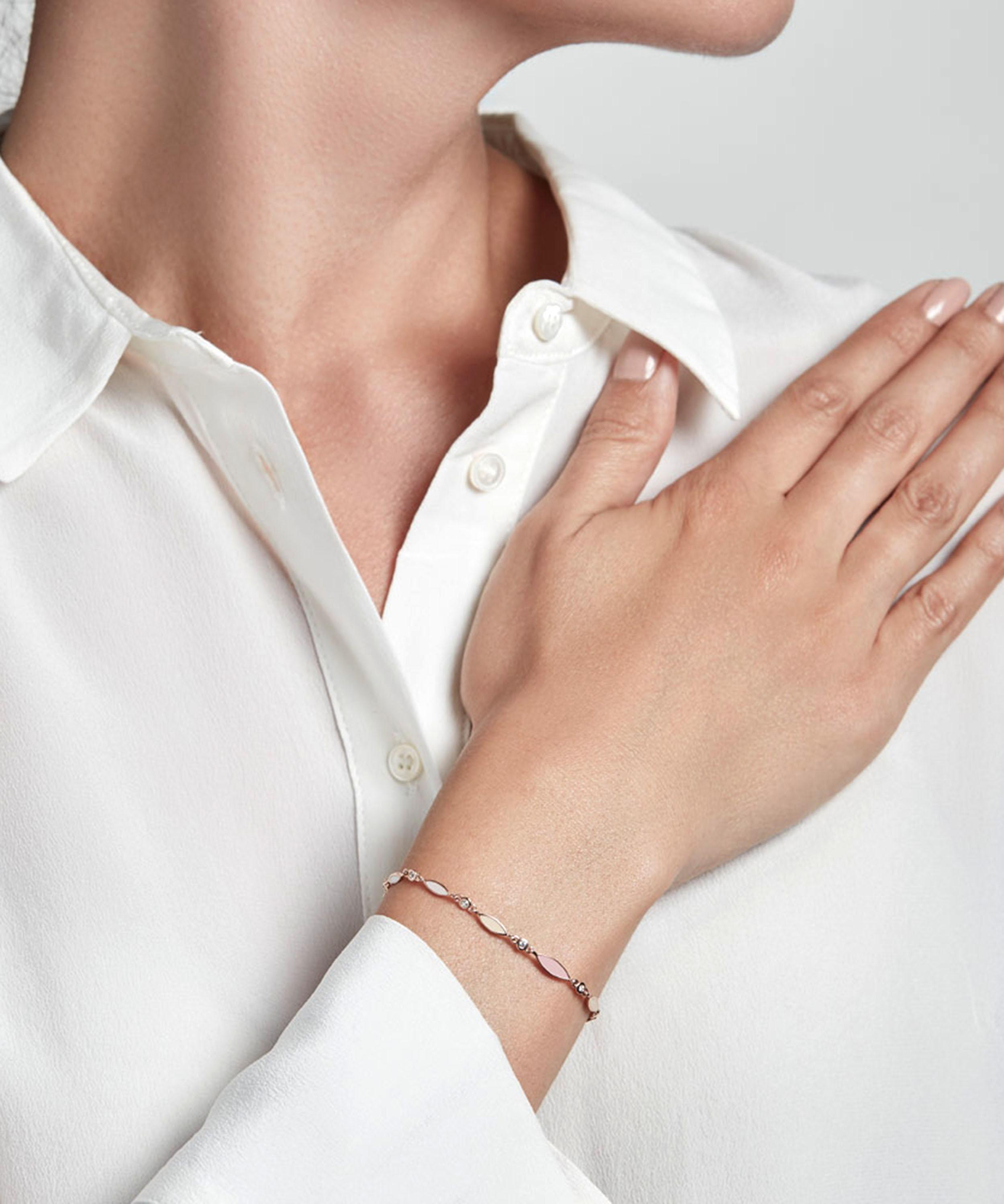 ASTLEY CLARKE ASTLEY CLARKE ROSE GOLD PLATED VERMEIL SILVER PALOMA PETAL WHITE SAPPHIRE AND ENAMEL BRACELET 000699255