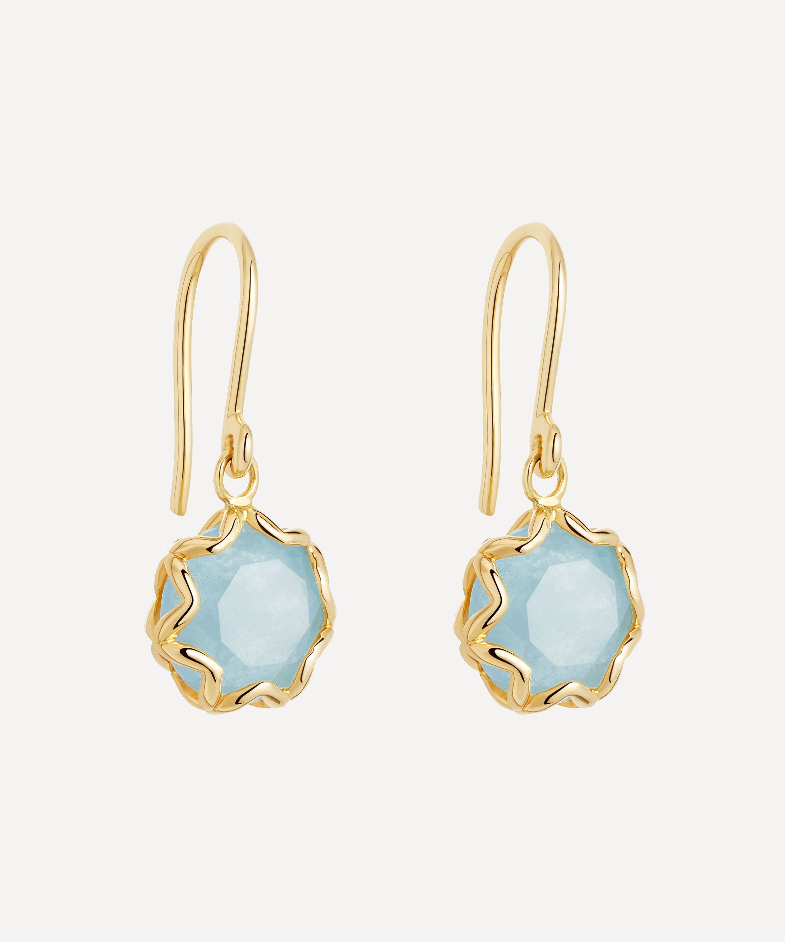 Astley Clarke Gold Plated Vermeil Silver Paloma Aqua Quartz Drop ...