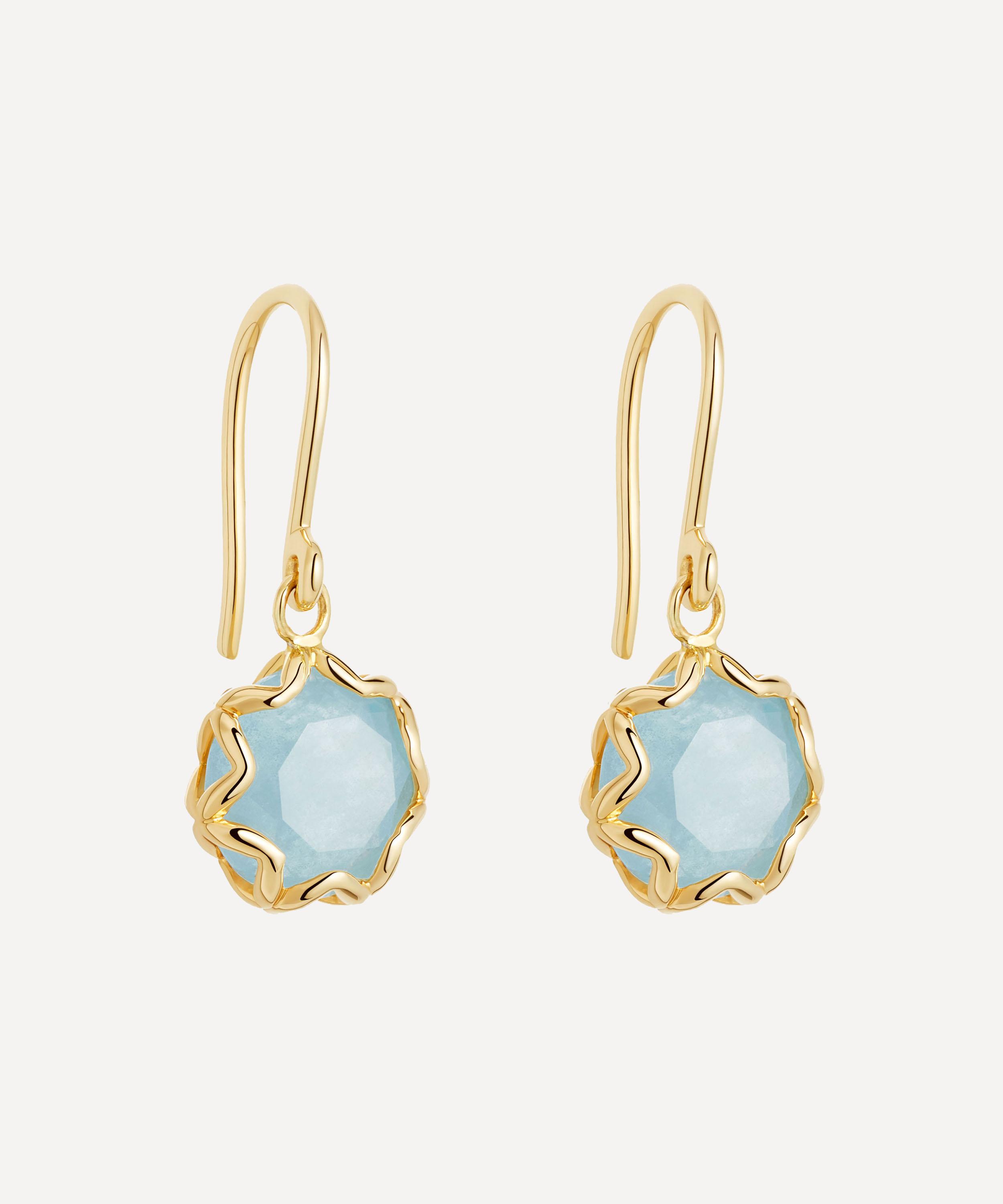 Astley Clarke - Gold Plated Vermeil Silver Paloma Aqua Quartz Drop Earrings image number 0