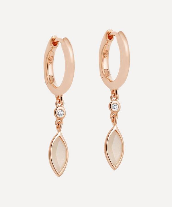Astley Clarke - Rose Gold Plated Vermeil Silver Paloma Petal Moonstone and White Sapphire Drop Earrings image number 0