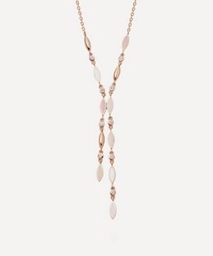 Astley Clarke - Rose Gold Plated Vermeil Silver Paloma Petal White Sapphire and Enamel Pendant Necklace image number 0