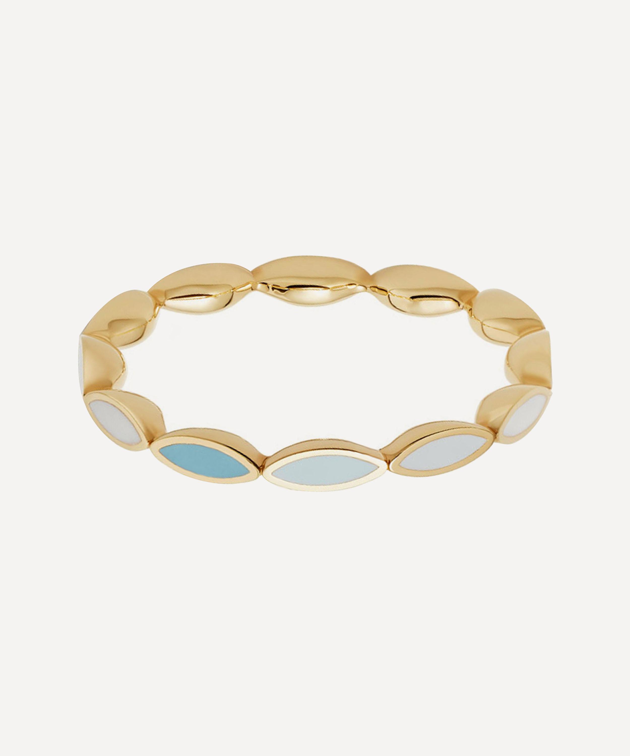 Astley Clarke - Gold Plated Vermeil Silver Paloma Petal Enamel Eternity Ring image number 0