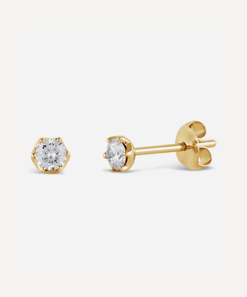 Dinny Hall 18ct Gold Elyhara Small Diamond Stud Earrings | Liberty
