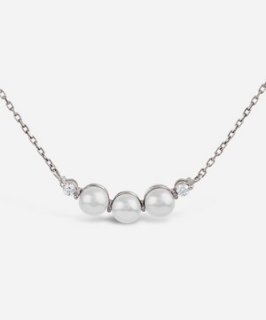 Dinny Hall - 14ct White Gold Shuga Mini Pearl and Diamond Bar Pendant Necklace image number 0