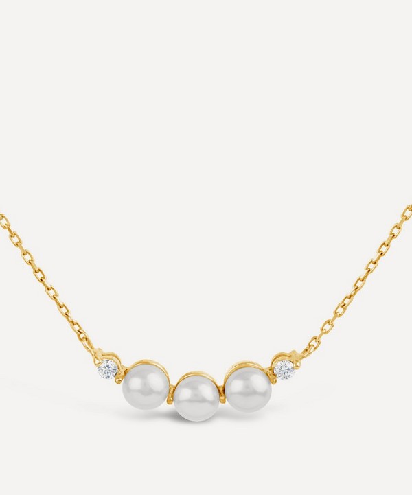 Dinny Hall - 14ct Gold Shuga Mini Pearl and Diamond Bar Pendant Necklace image number null