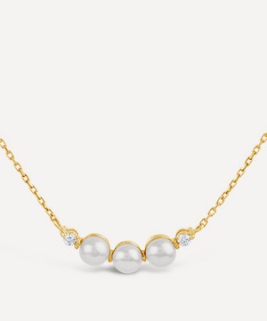 Dinny Hall - 14ct Gold Shuga Mini Pearl and Diamond Bar Pendant Necklace image number 0