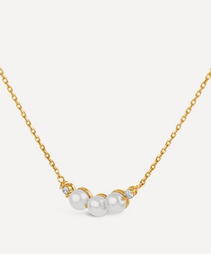 Dinny Hall - 14ct Gold Shuga Mini Pearl and Diamond Bar Pendant Necklace image number 2