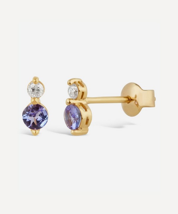 Dinny Hall - 14ct Gold Shuga Tanzanite and Diamond Double Stud Earrings image number null