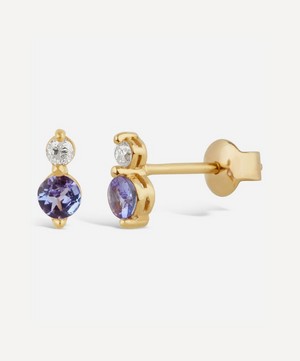 Dinny Hall - 14ct Gold Shuga Tanzanite and Diamond Double Stud Earrings image number 0