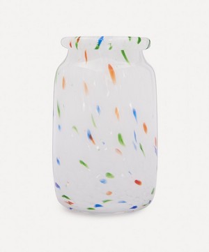 Hay - White Dot Roll-Neck Glass Splash Vase image number 0