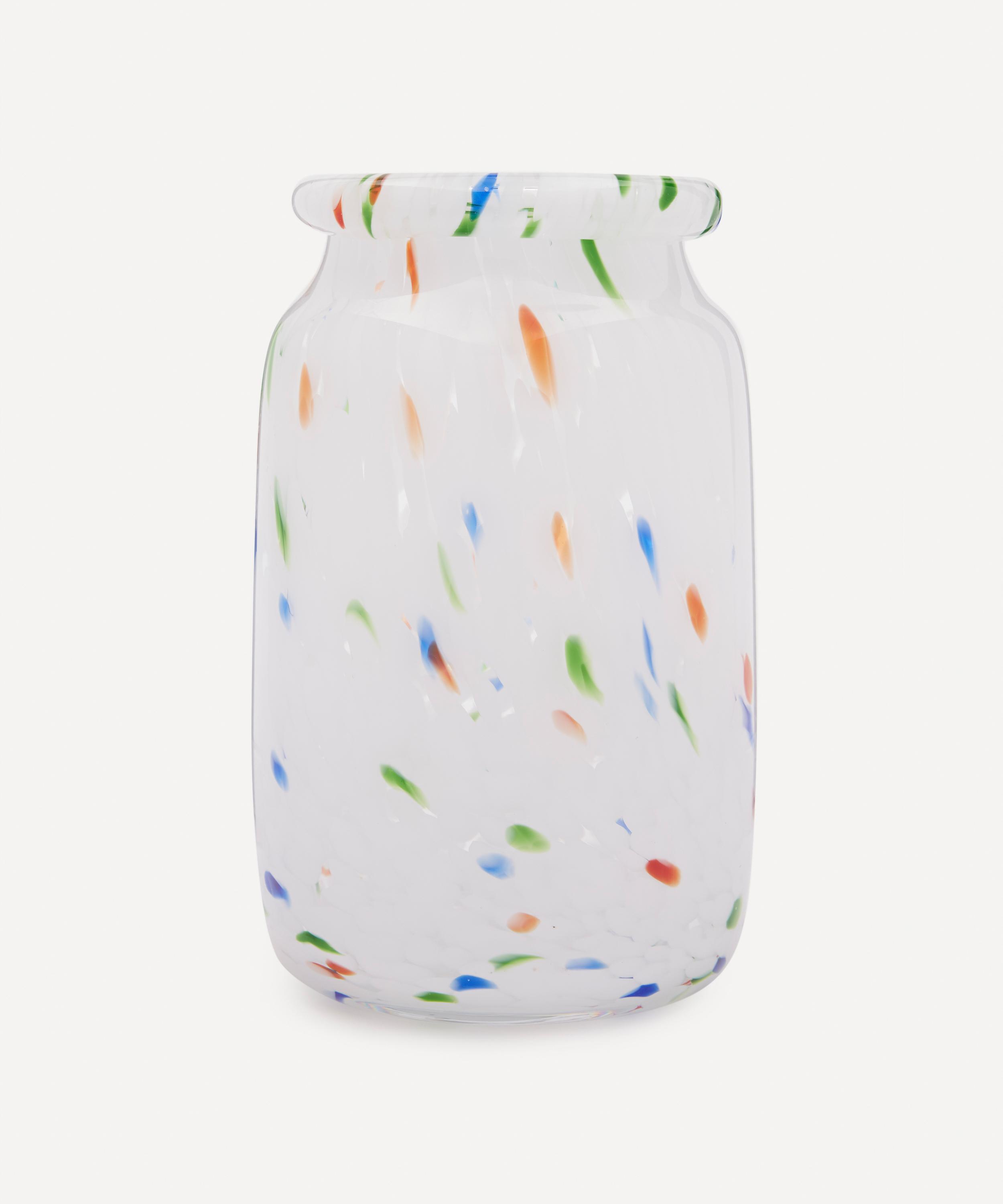 Hay - White Dot Roll-Neck Glass Splash Vase image number 0