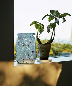 Hay - White Dot Roll-Neck Glass Splash Vase image number 1