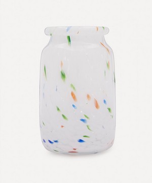 Hay - White Dot Roll-Neck Glass Splash Vase image number 2