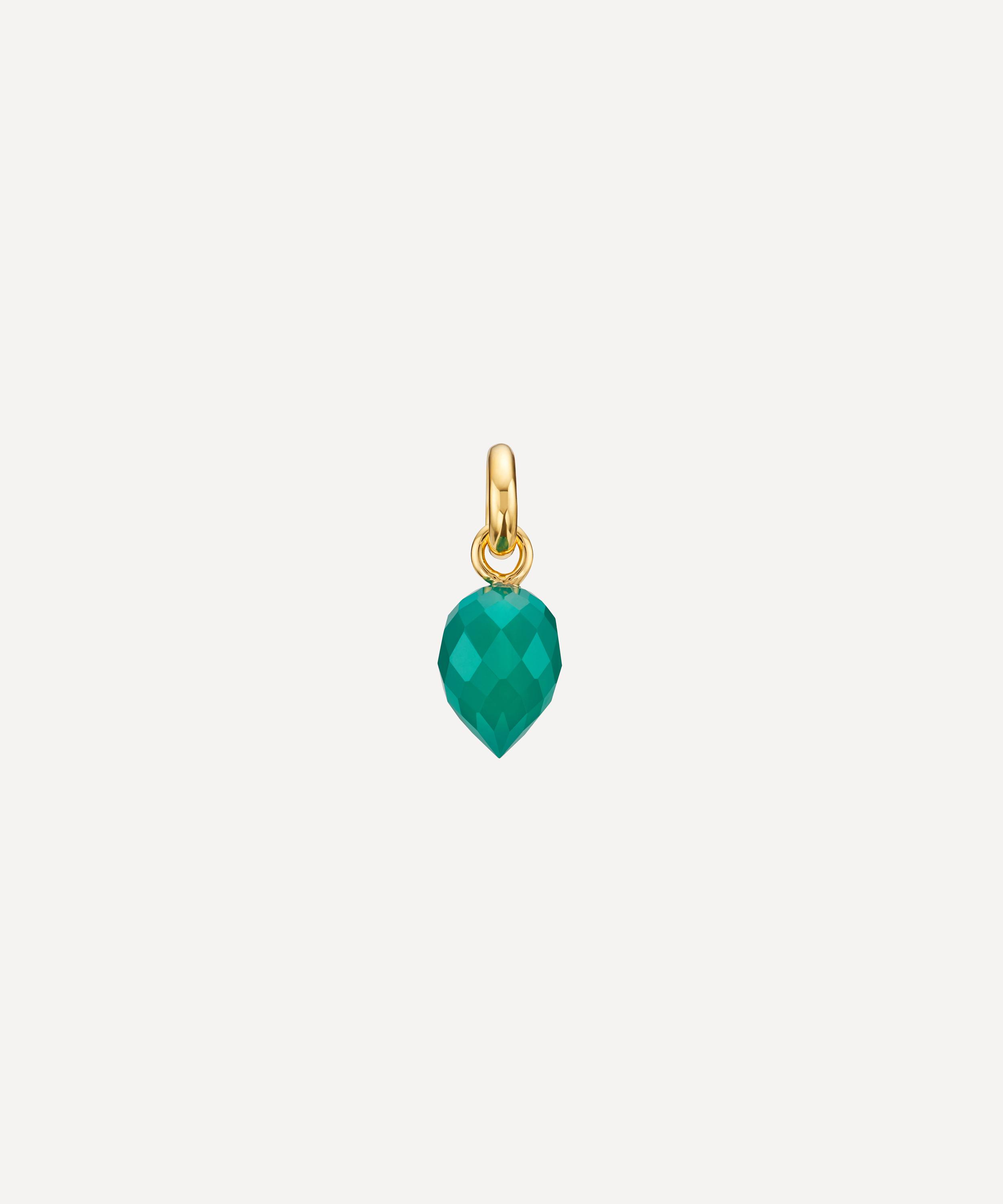 Monica Vinader - Gold Plated Vermeil Silver Fiji Bud Green Onyx Pendant Charm image number 0