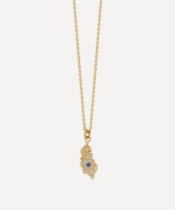 Astley Clarke - Gold Plated Vermeil Silver Biography White Sapphire Peacock Feather Pendant Necklace image number null