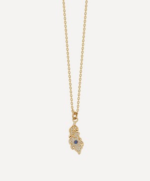 Astley Clarke - Gold Plated Vermeil Silver Biography White Sapphire Peacock Feather Pendant Necklace image number 0