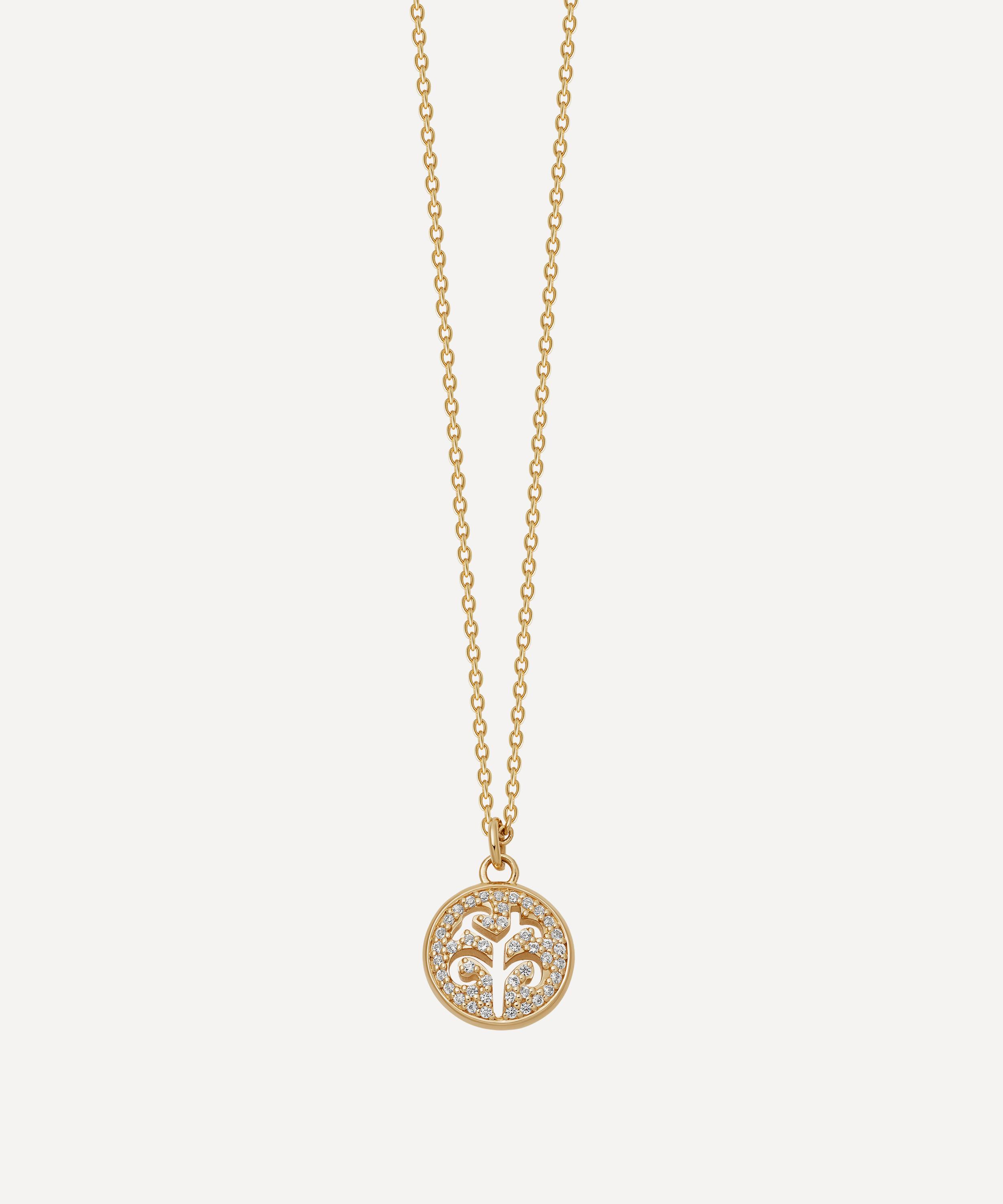 Astley Clarke - Gold Plated Vermeil Silver Biography White Sapphire Tree of Life Pendant Necklace image number 0
