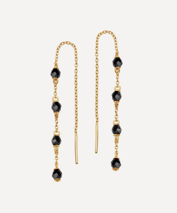 Astley Clarke - Gold Plated Vermeil Silver Black Onyx Threaded Chain Drop Earrings image number null