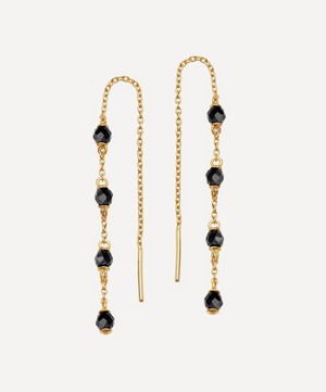 Astley Clarke - Gold Plated Vermeil Silver Black Onyx Threaded Chain Drop Earrings image number 0