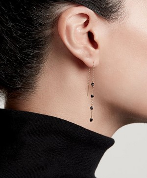 Astley Clarke - Gold Plated Vermeil Silver Black Onyx Threaded Chain Drop Earrings image number 1