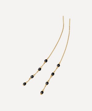Astley Clarke - Gold Plated Vermeil Silver Black Onyx Threaded Chain Drop Earrings image number 2