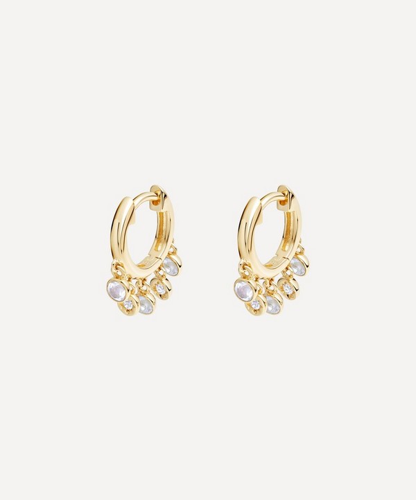 Astley Clarke - Gold Plated Vermeil Silver Biography Moonstone and White Sapphire Droplet Hoop Earrings image number null