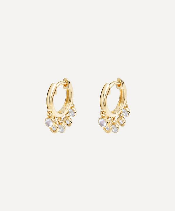 Astley Clarke - Gold Plated Vermeil Silver Biography Moonstone and White Sapphire Droplet Hoop Earrings image number null