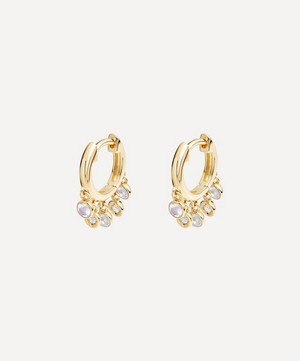 Astley Clarke - Gold Plated Vermeil Silver Biography Moonstone and White Sapphire Droplet Hoop Earrings image number 0