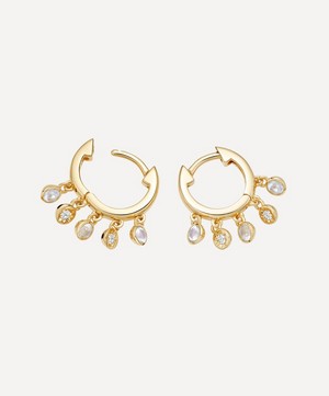 Astley Clarke - Gold Plated Vermeil Silver Biography Moonstone and White Sapphire Droplet Hoop Earrings image number 2