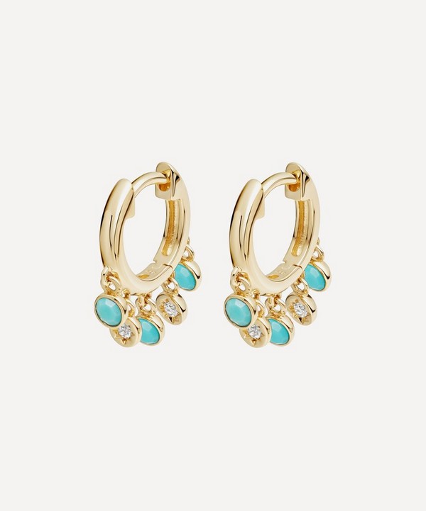 Astley Clarke - Gold Plated Vermeil Silver Biography Turquoise and White Sapphire Droplet Hoop Earrings image number null