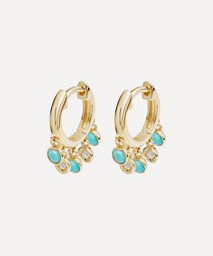 Astley Clarke - Gold Plated Vermeil Silver Biography Turquoise and White Sapphire Droplet Hoop Earrings image number 0