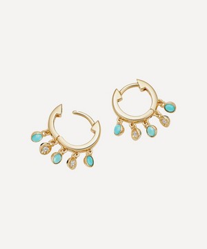 Astley Clarke - Gold Plated Vermeil Silver Biography Turquoise and White Sapphire Droplet Hoop Earrings image number 2